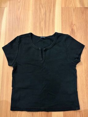 Brandy Melville Black Short Sleeve Ribbed Tee